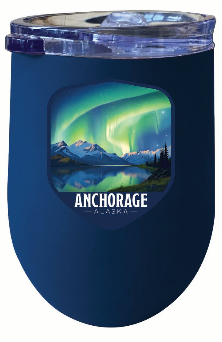 Anchorage Alaska Aurora Borealis Design Souvenir 12 oz Insulated Wine Stainless Steel Tumbler Image 2