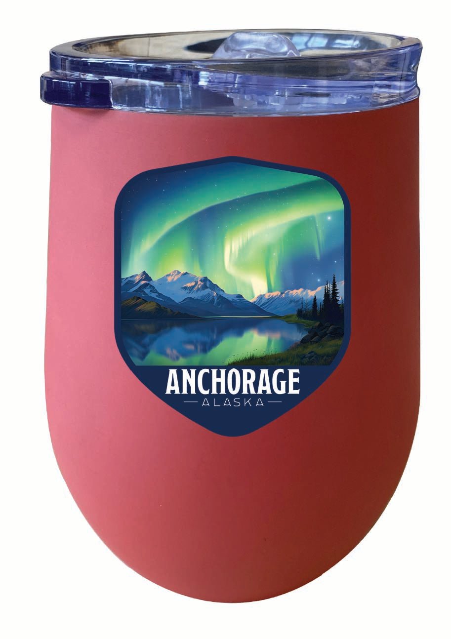 Anchorage Alaska Aurora Borealis Design Souvenir 12 oz Insulated Wine Stainless Steel Tumbler Image 3