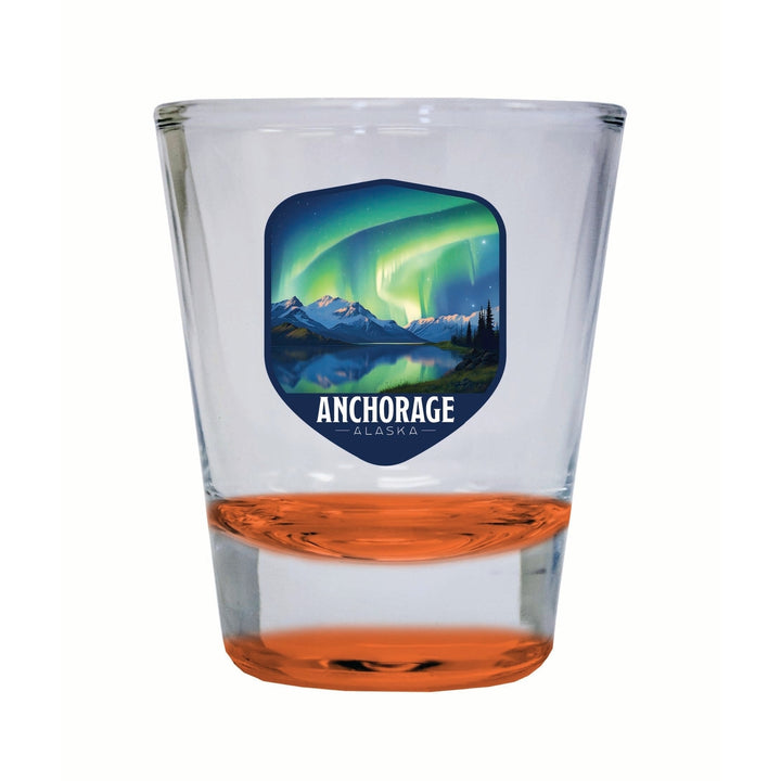 Anchorage Alaska Aurora Borealis Design Souvenir 2 Ounce Shot Glass Round Image 1