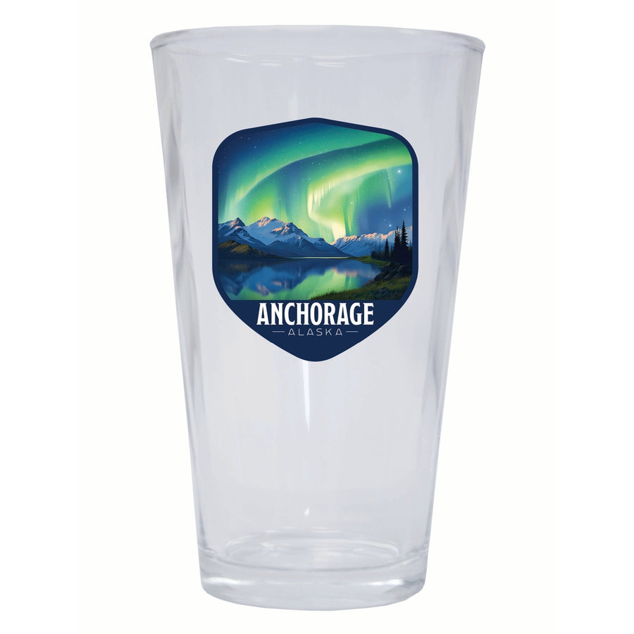 Anchorage Alaska Aurora Borealis Design Souvenir 16 oz Pint Glass Image 1