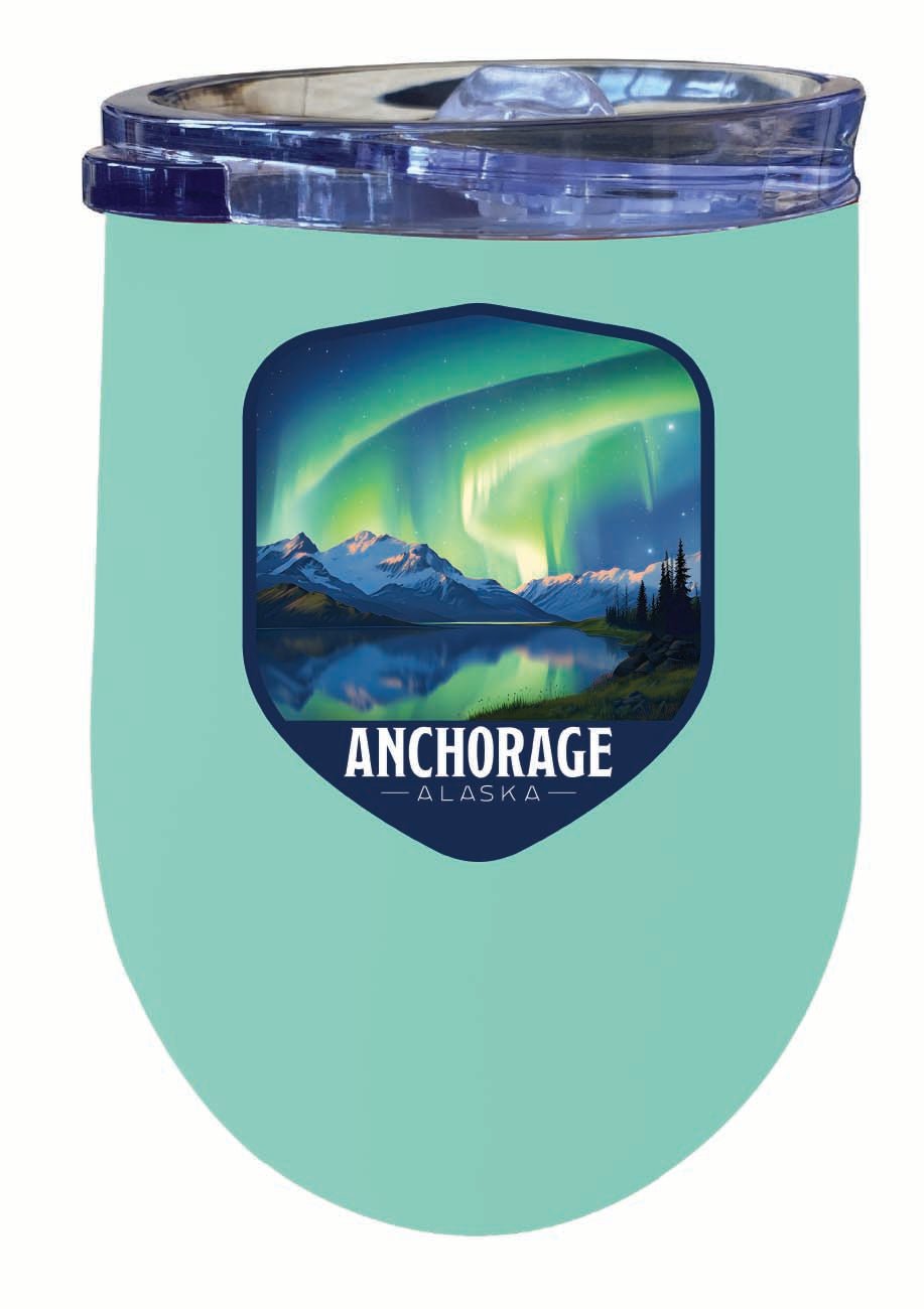 Anchorage Alaska Aurora Borealis Design Souvenir 12 oz Insulated Wine Stainless Steel Tumbler Image 4