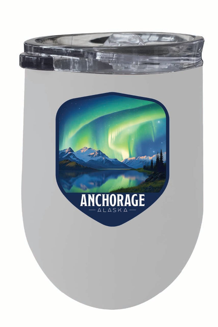 Anchorage Alaska Aurora Borealis Design Souvenir 12 oz Insulated Wine Stainless Steel Tumbler Image 4