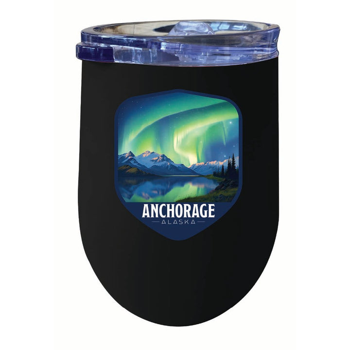 Anchorage Alaska Aurora Borealis Design Souvenir 12 oz Insulated Wine Stainless Steel Tumbler Image 6