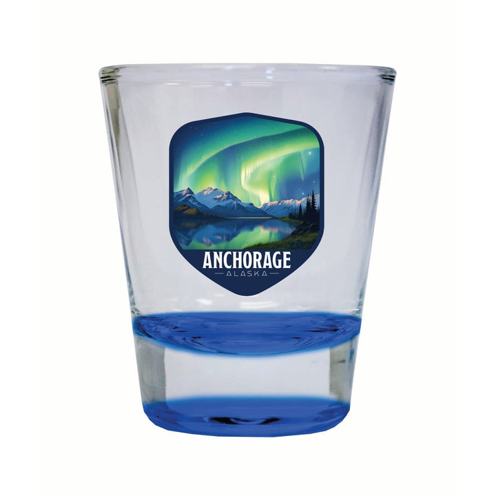 Anchorage Alaska Aurora Borealis Design Souvenir 2 Ounce Shot Glass Round Image 3