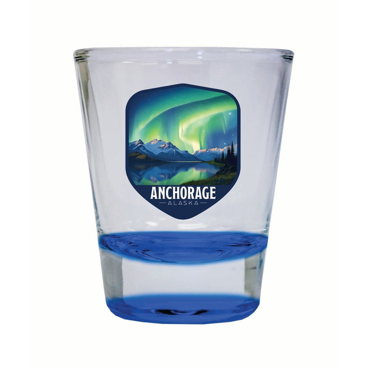 Anchorage Alaska Aurora Borealis Design Souvenir 2 Ounce Shot Glass Round Image 1