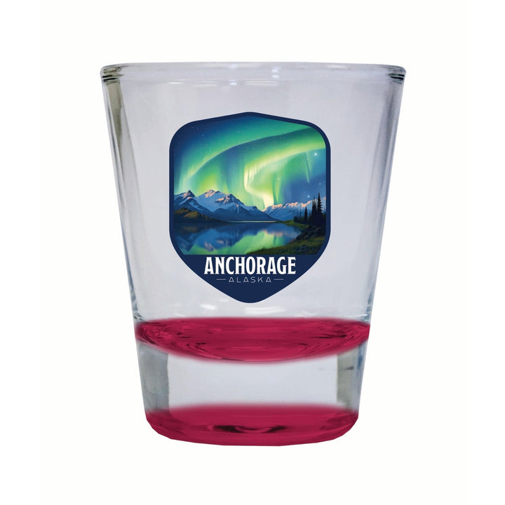 Anchorage Alaska Aurora Borealis Design Souvenir 2 Ounce Shot Glass Round Image 4