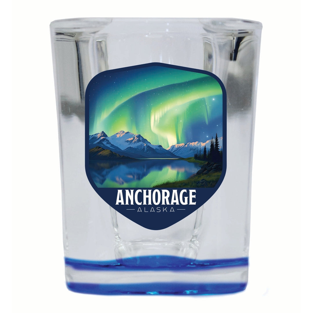 Anchorage Alaska Aurora Borealis Design Souvenir 2 Ounce Shot Glass Square Image 2