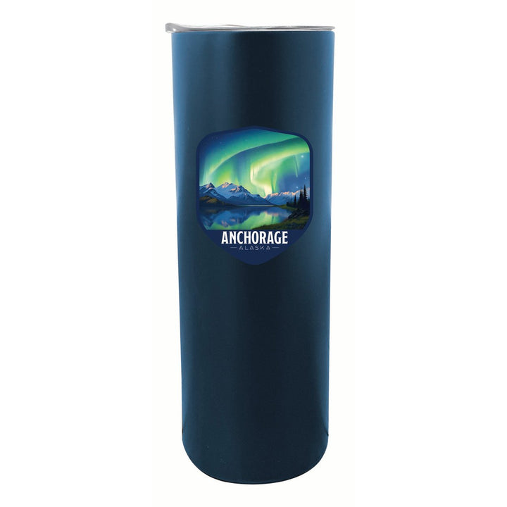 Anchorage Alaska Aurora Borealis Design Souvenir 20 oz Insulated Stainless Steel Skinny Tumbler Image 1