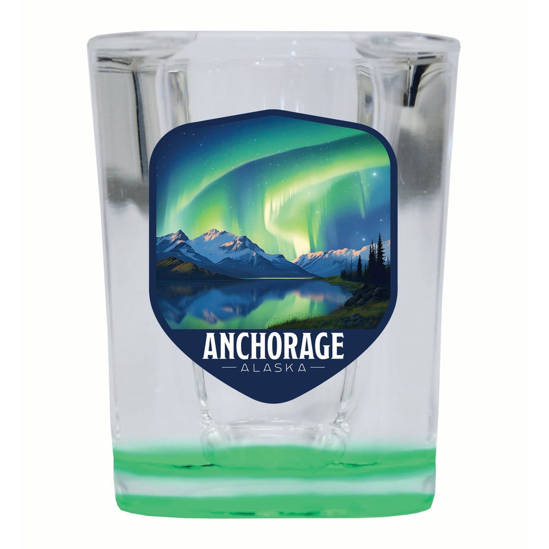 Anchorage Alaska Aurora Borealis Design Souvenir 2 Ounce Shot Glass Square Image 3