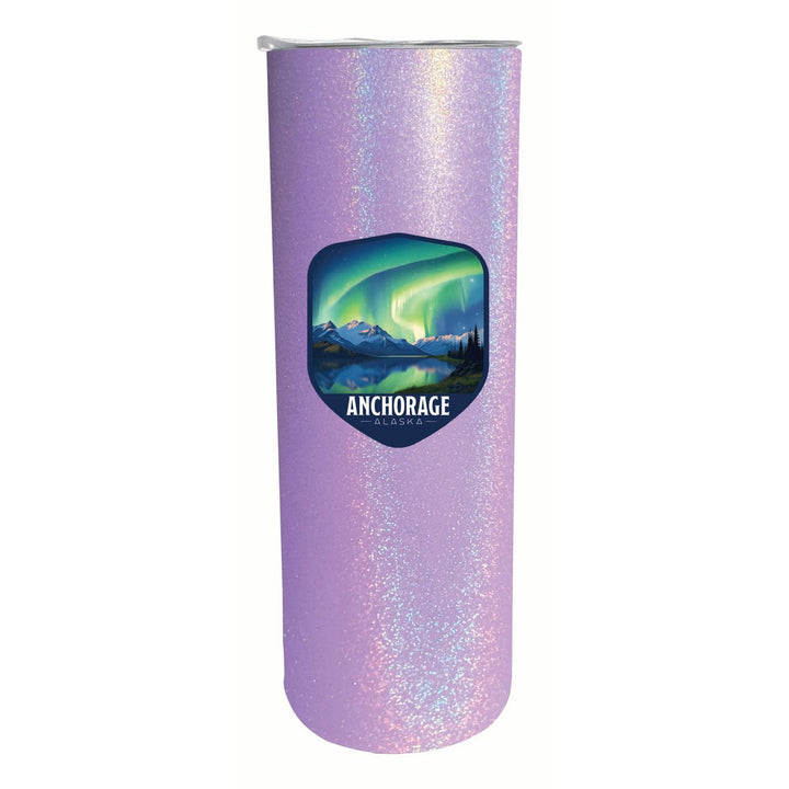 Anchorage Alaska Aurora Borealis Design Souvenir 20 oz Insulated Stainless Steel Skinny Tumbler Image 1