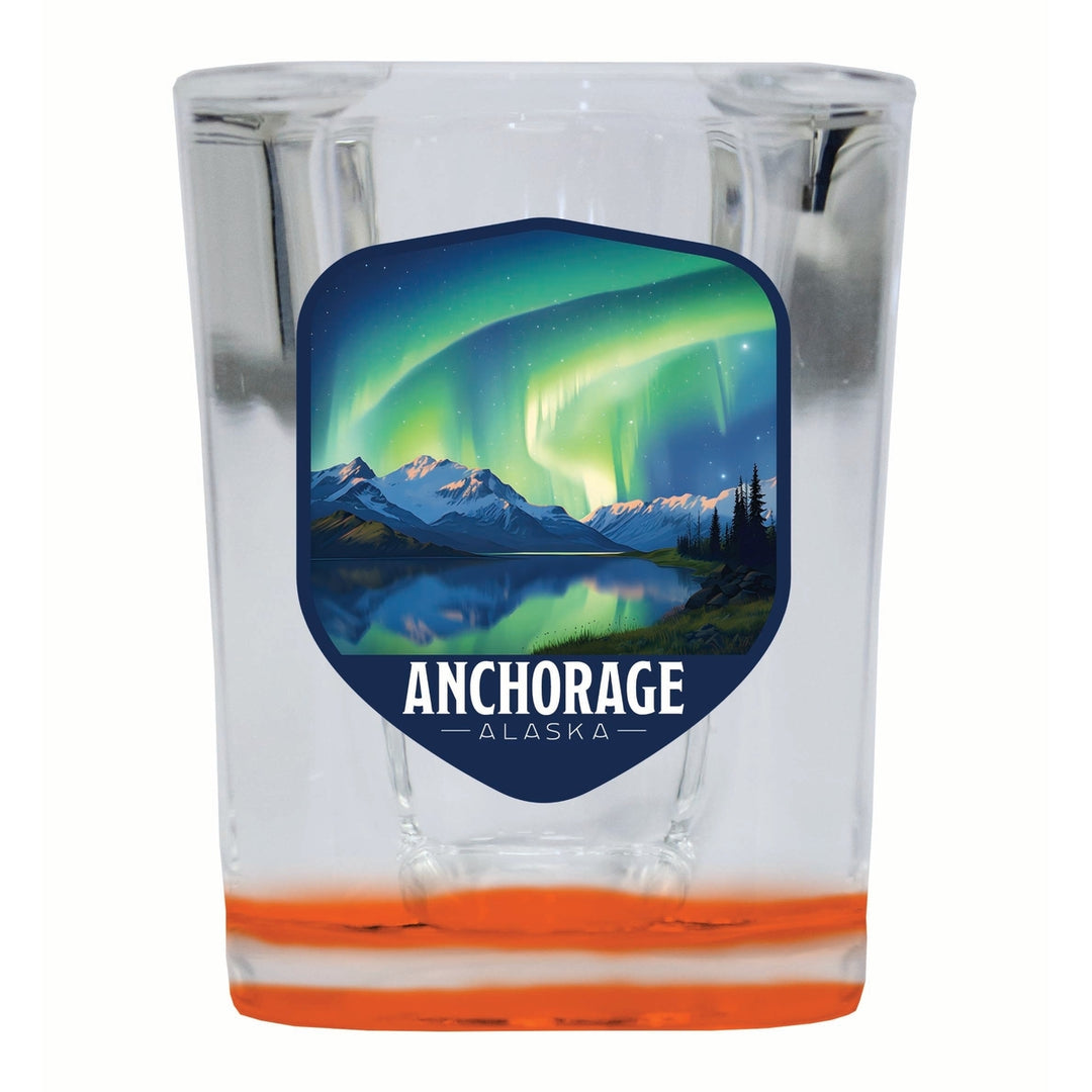 Anchorage Alaska Aurora Borealis Design Souvenir 2 Ounce Shot Glass Square Image 4