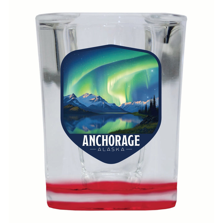 Anchorage Alaska Aurora Borealis Design Souvenir 2 Ounce Shot Glass Square Image 4