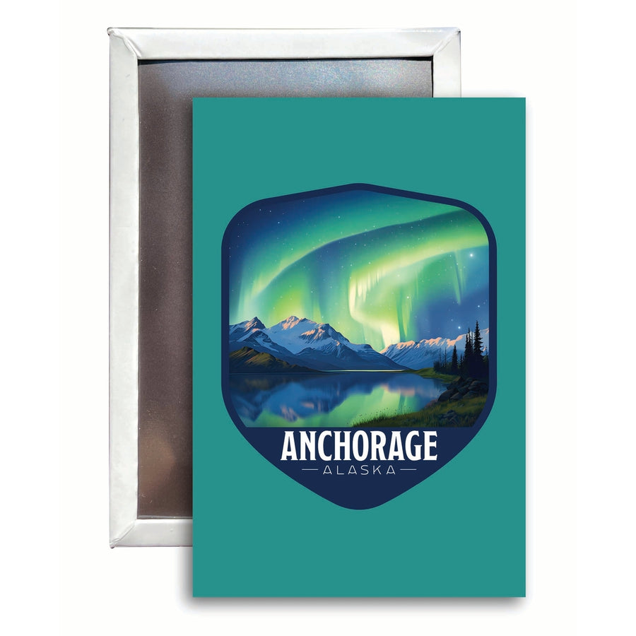 Anchorage Alaska Aurora Borealis Design Souvenir 2x3-Inch Fridge Magnet Image 1