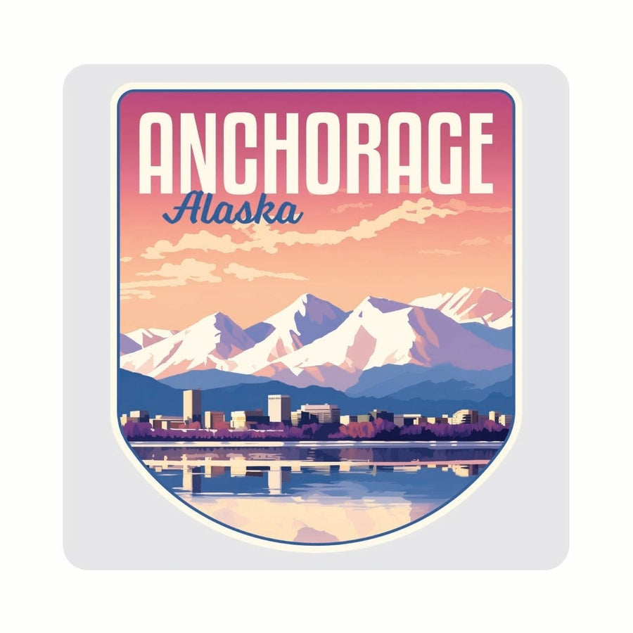 Anchorage Alaska Aesthetic Cityscape Design Souvenir 4x4-Inch Coaster Acrylic 4 Pack Image 1