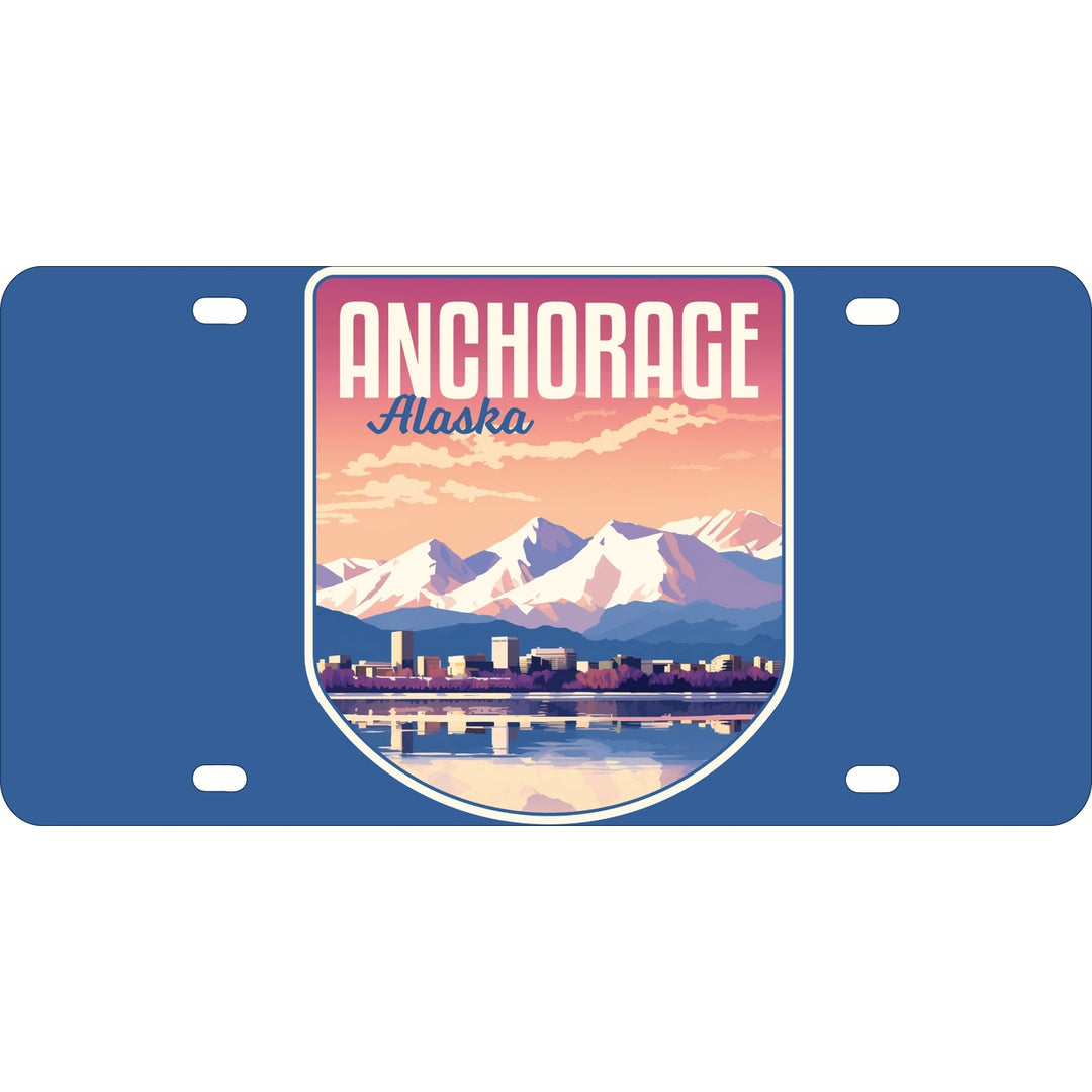 Anchorage Alaska Aesthetic Cityscape Design Souvenir Metal License Plate Image 1