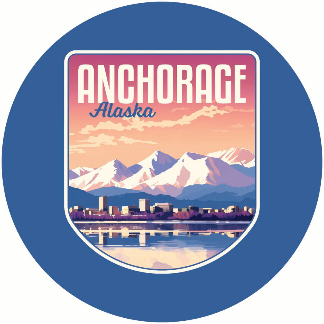 Anchorage Alaska Aesthetic Cityscape Design Souvenir Coaster Paper 4 Pack Image 1