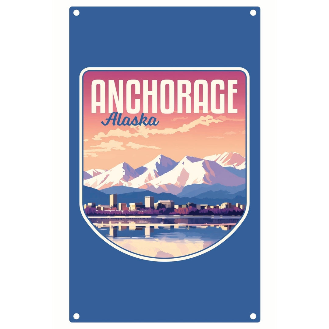 Anchorage Alaska Aesthetic Cityscape Design Souvenir Metal Sign 9 x 15 Image 1