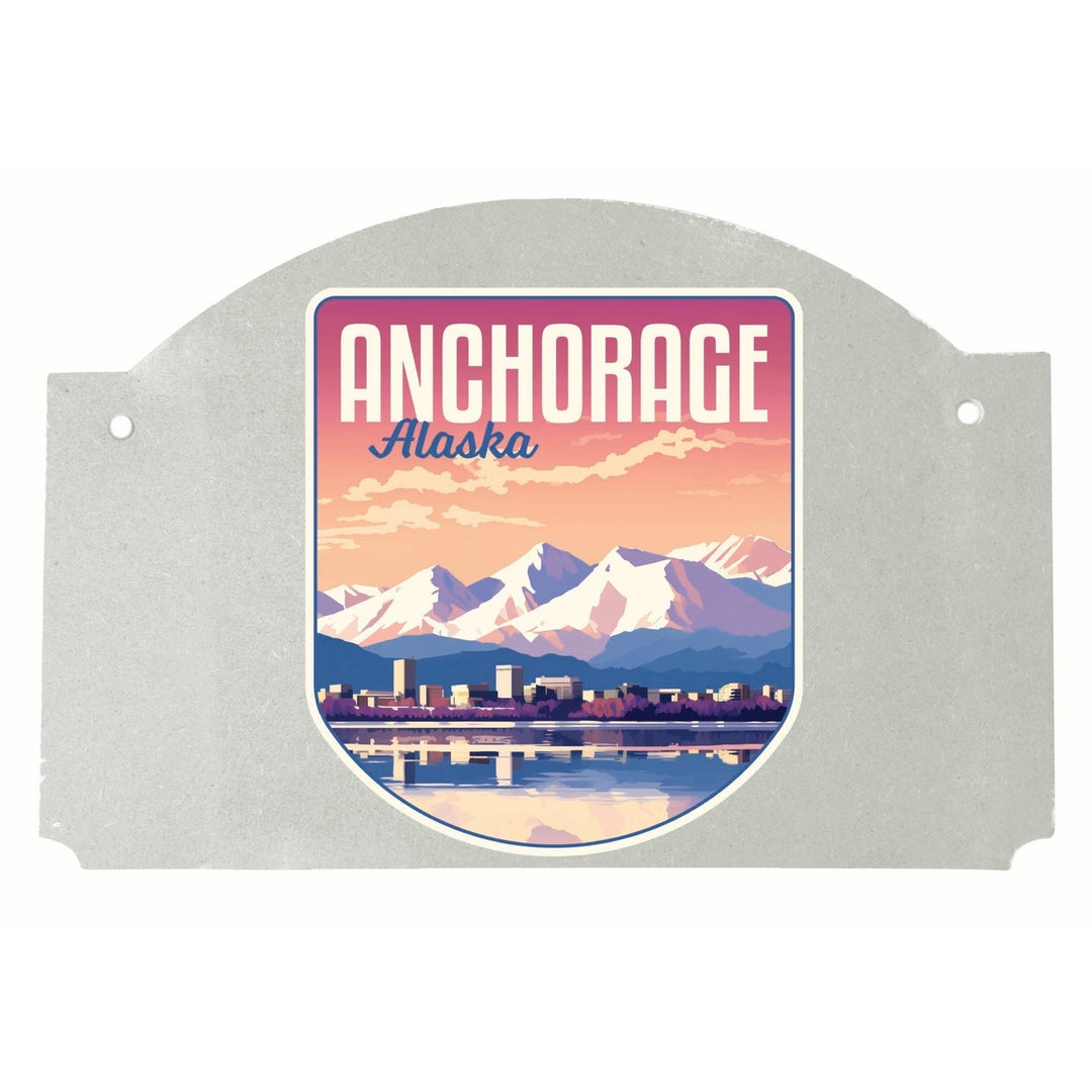 Anchorage Alaska Aesthetic Cityscape Design Souvenir Wood sign flat with string Image 1