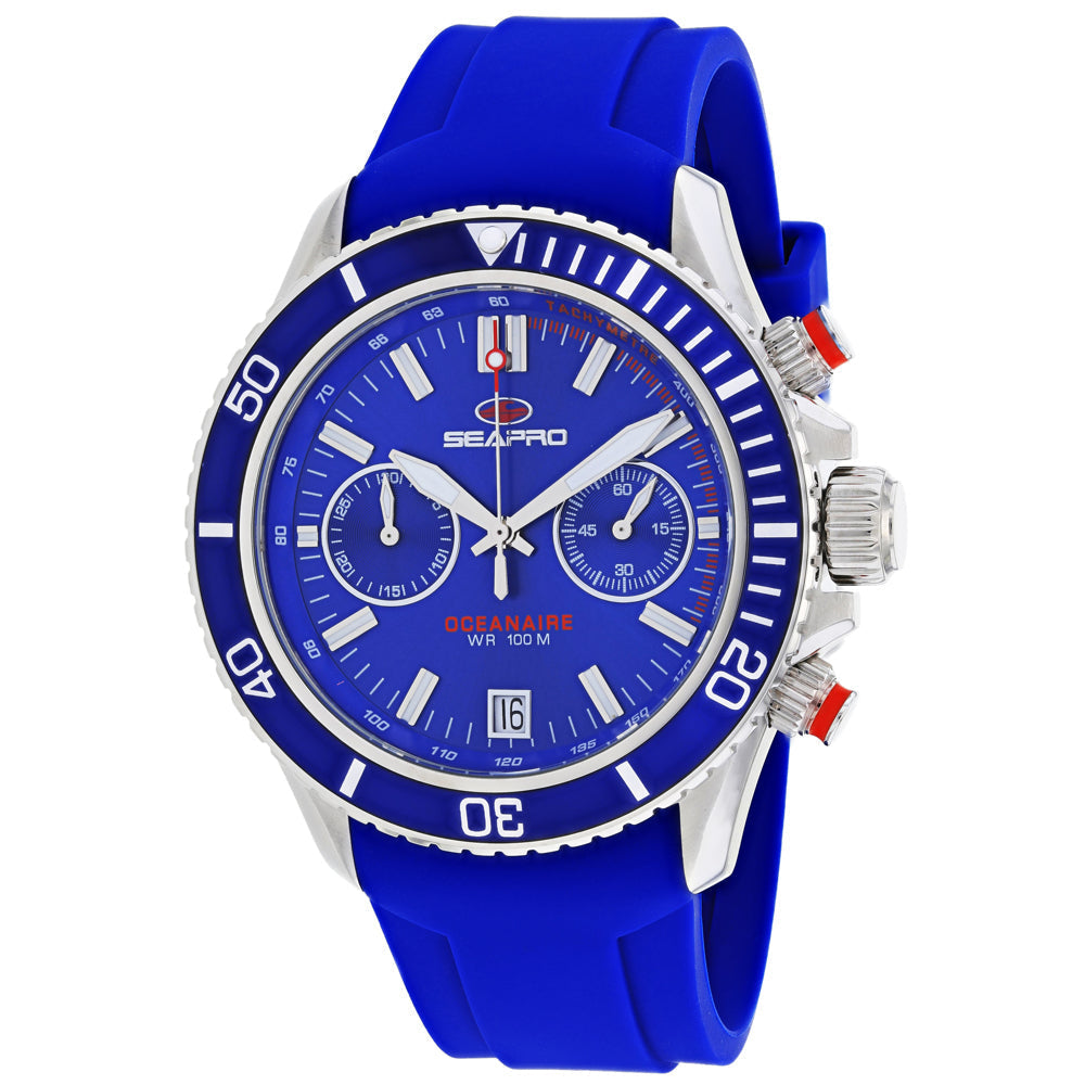 Seapro Mens Thrash SP0332 Blue Dial Watch Stainless Steel Silicone Strap Water Resistant Image 1