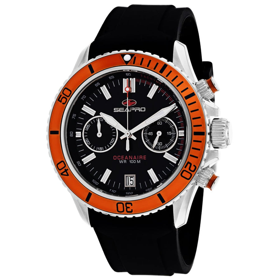 Seapro Mens Thrash Black Dial Quartz Watch SP0334 Stainless Steel Silicone Strap Image 1