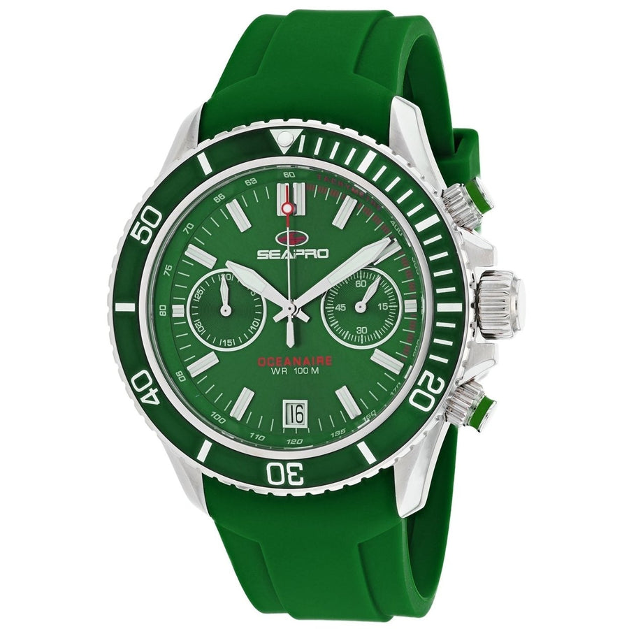 Seapro Mens Thrash Watch SP0335 Green Dial Stainless Steel Silicone Strap 10 ATM Image 1