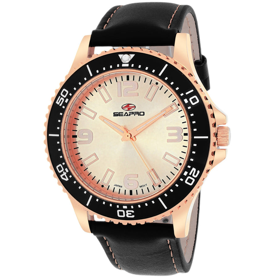 Seapro Mens Tideway Watch SP5314 Rose Gold Dial Stainless Steel Leather Strap Image 1