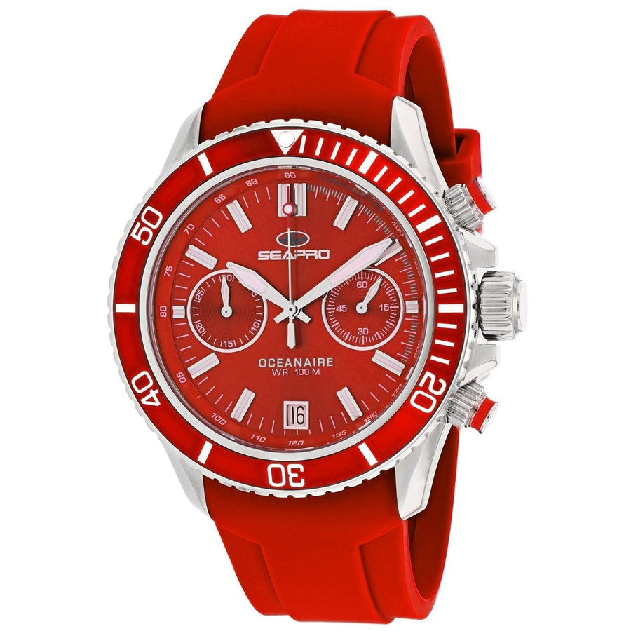 Seapro Mens Thrash Red Dial Quartz Watch SP0336 Stainless Steel Waterproof 10 ATM Image 1