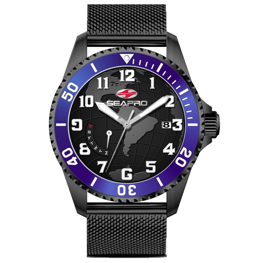 Seapro Voyager Black Dial Mens Watch SP4762 Stainless Steel Water Resistant 200m Image 1