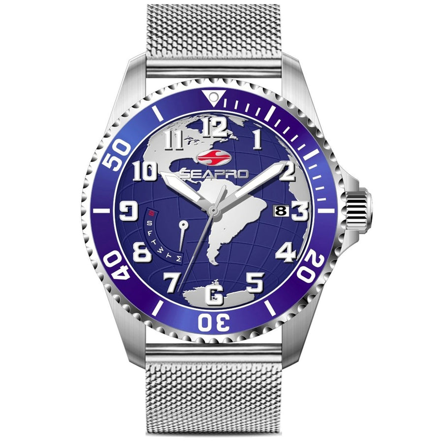 Seapro Mens Voyager Blue Dial Quartz Watch SP4760 Stainless Steel Waterproof 20 ATM Image 1