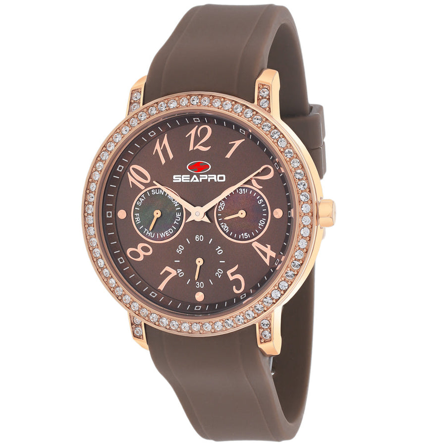 Seapro Womens Swell Brown Dial Watch SP4414 Stainless Steel Silicone Strap Water Resistant Image 1