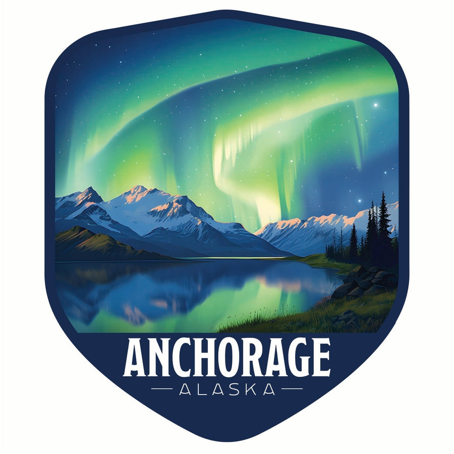 Anchorage Alaska Aurora Borealis Design Souvenir Die Cut Flat Magnet Image 1