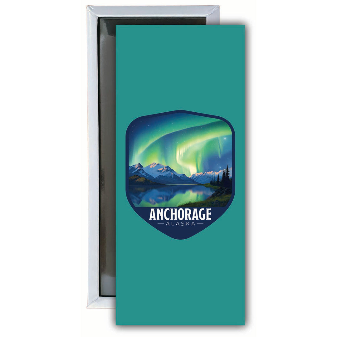 Anchorage Alaska Aurora Borealis Design Souvenir Fridge Magnet 4.75 x 2 Inch Image 1