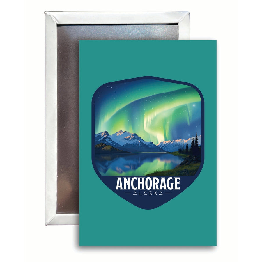 Anchorage Alaska Aurora Borealis Design Souvenir Refrigerator Magnet 2.5"X3.5" Image 1