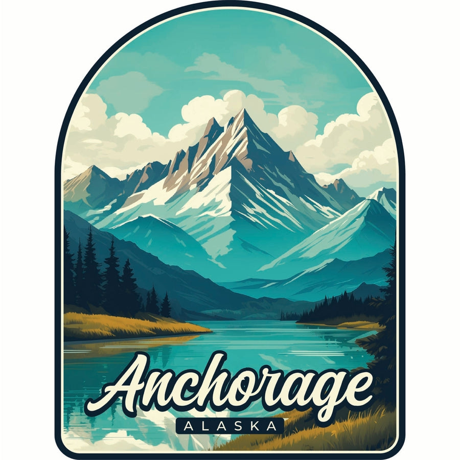 Anchorage Alaska Lake Mountain Design Souvenir Die Cut Flat Magnet Image 1