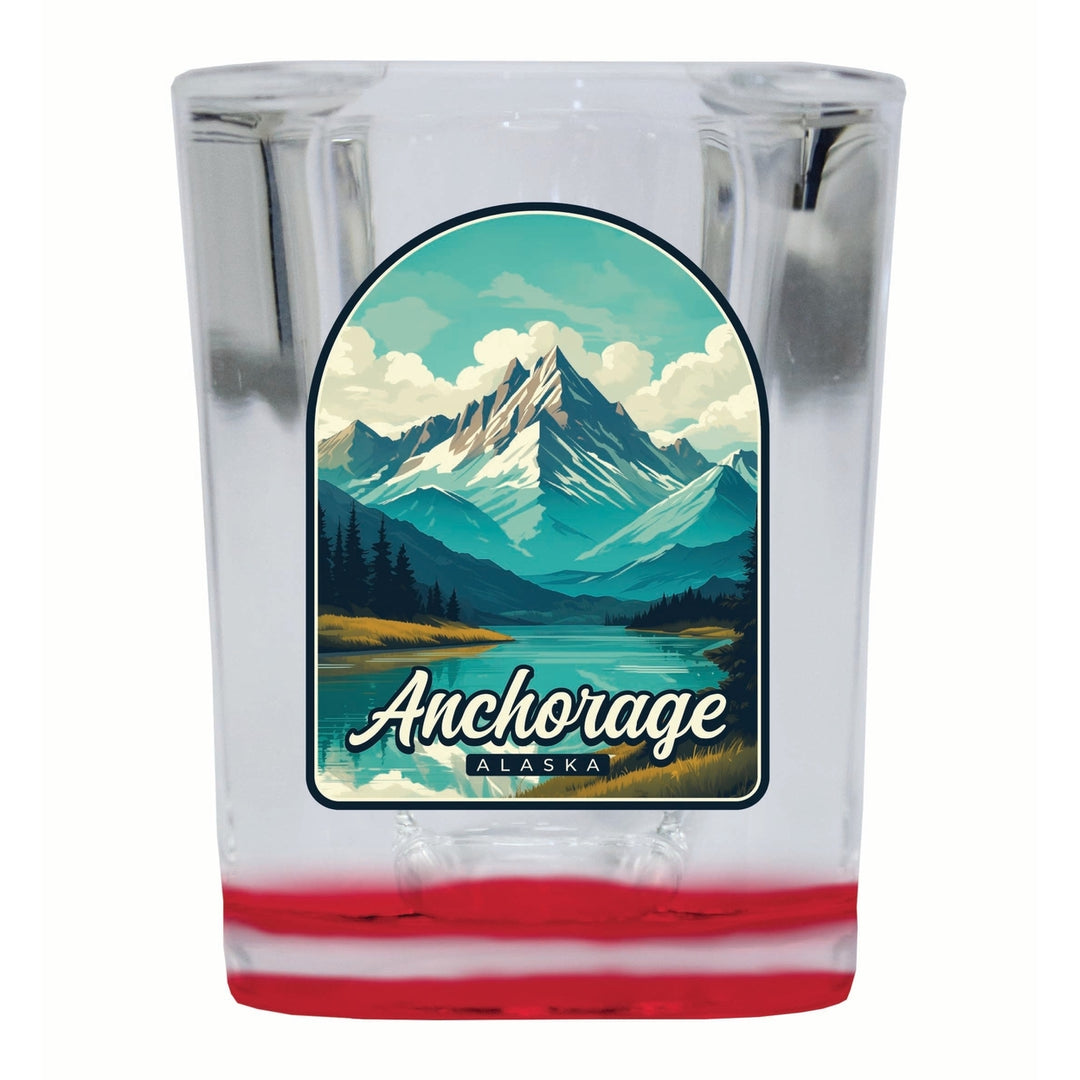 Anchorage Alaska Lake Mountain Design Souvenir 2 Ounce Shot Glass Square Image 2