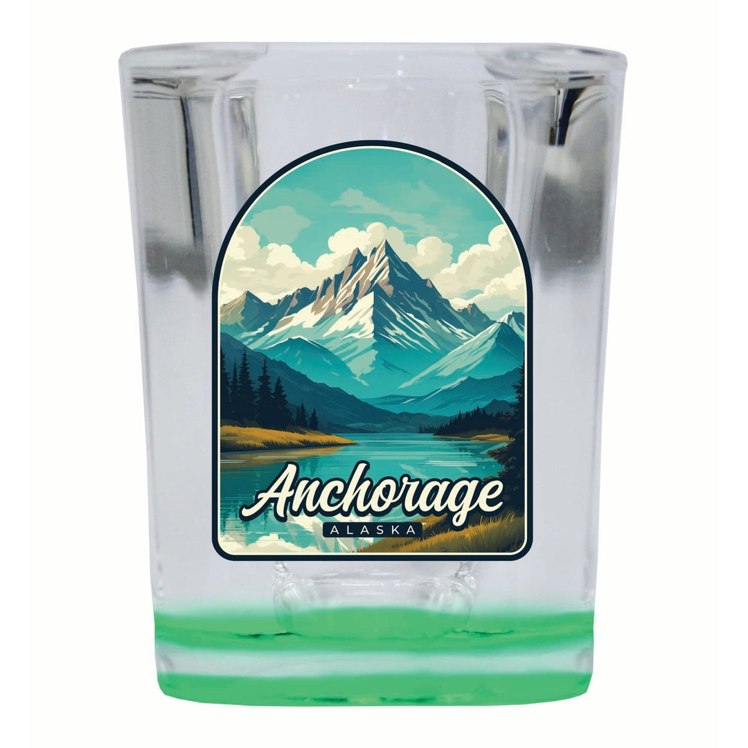 Anchorage Alaska Lake Mountain Design Souvenir 2 Ounce Shot Glass Square Image 3