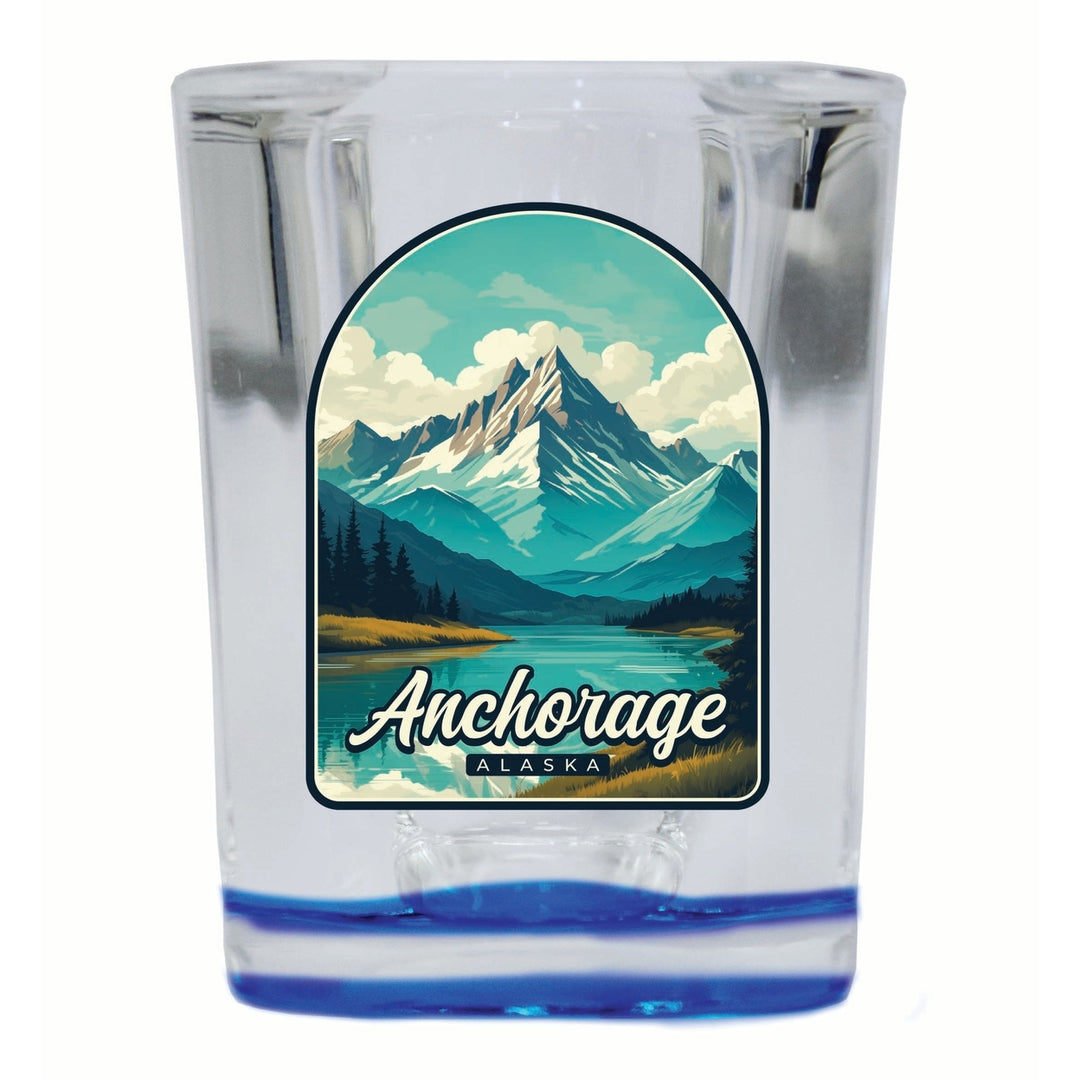 Anchorage Alaska Lake Mountain Design Souvenir 2 Ounce Shot Glass Square Image 4