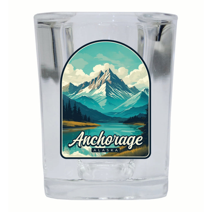 Anchorage Alaska Lake Mountain Design Souvenir 2 Ounce Shot Glass Square Image 4