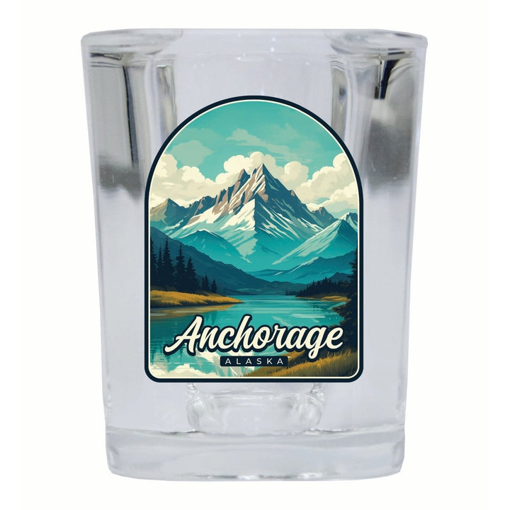 Anchorage Alaska Lake Mountain Design Souvenir 2 Ounce Shot Glass Square Image 1