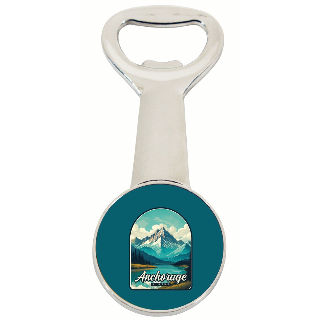 Anchorage Alaska Lake Mountain Design Souvenir Magnetic Bottle Opener Image 1