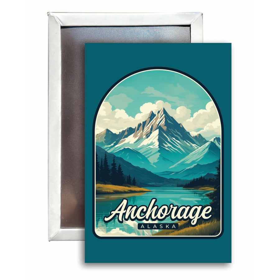 Anchorage Alaska Lake Mountain Design Souvenir Refrigerator Magnet 2.5"X3.5" Image 1