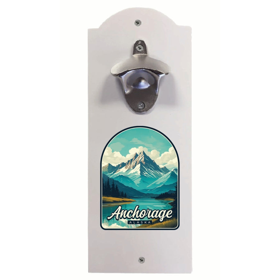 Anchorage Alaska Lake Mountain Design Souvenir Wall mounted bottle opener Image 1