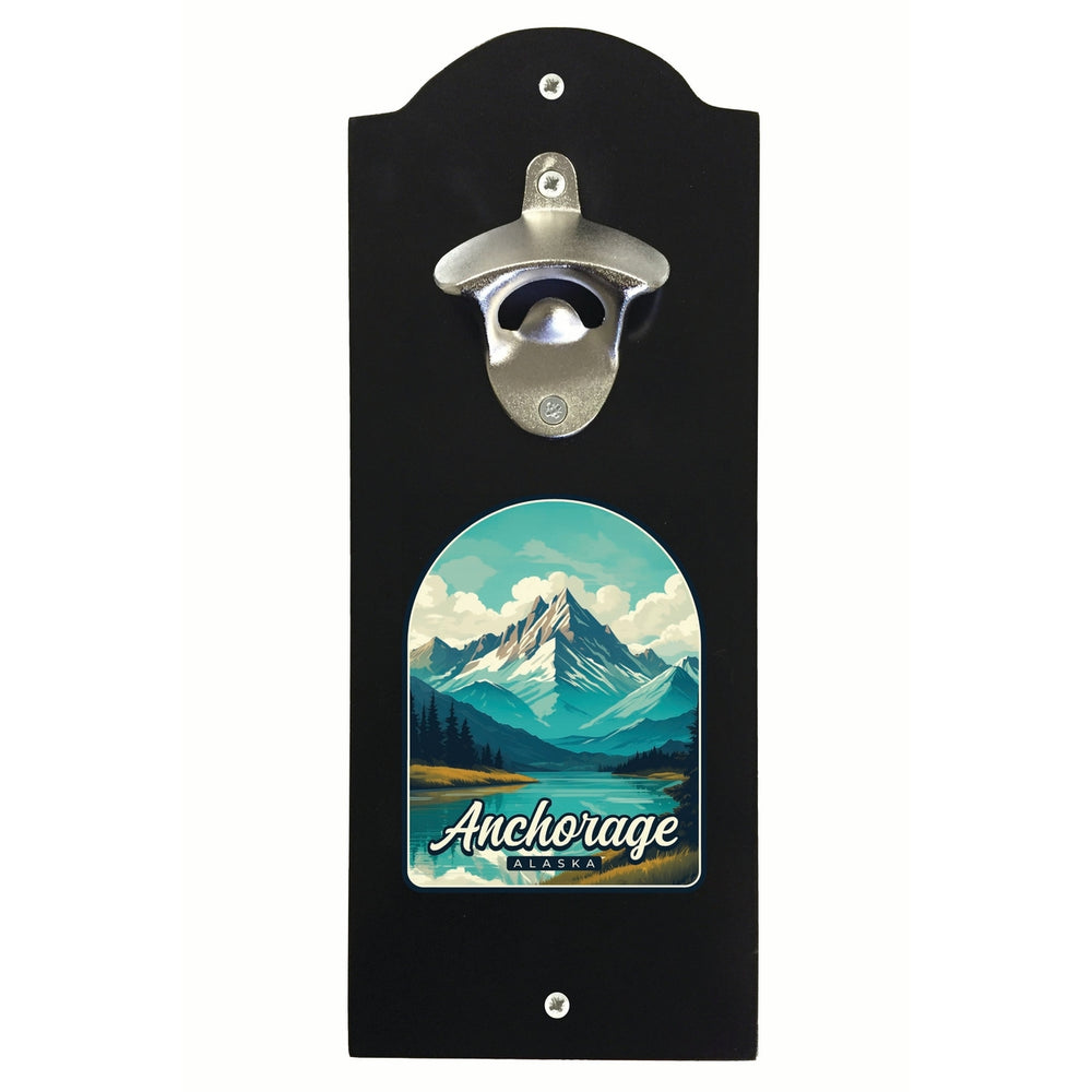 Anchorage Alaska Lake Mountain Design Souvenir Wall mounted bottle opener Image 2