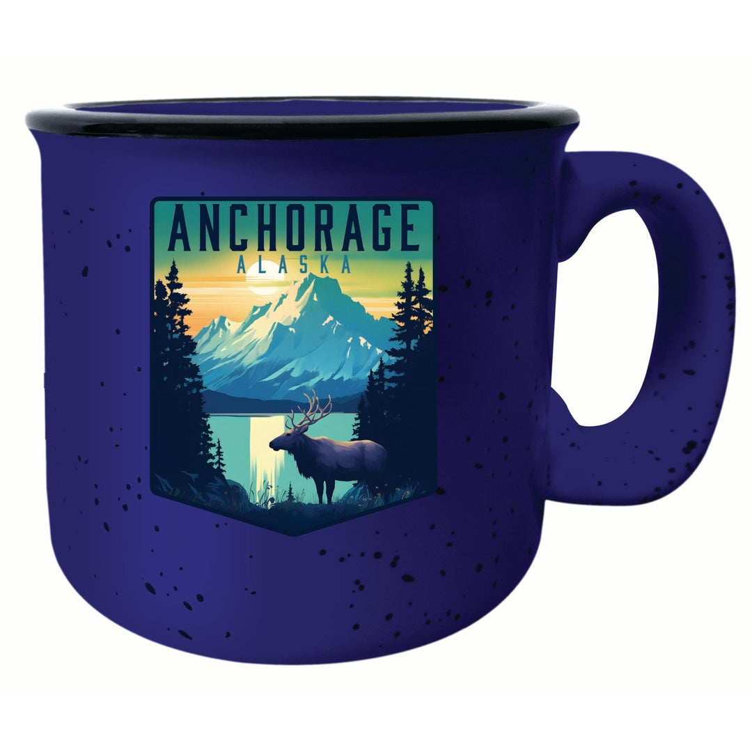 Anchorage Alaska Moose and Mountains Design Souvenir 16 oz Ceramic camping mug Image 2