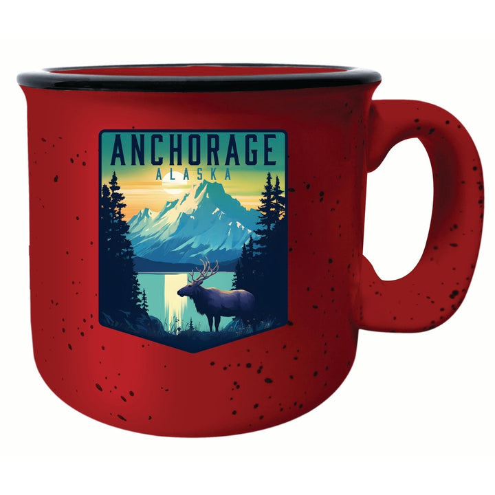 Anchorage Alaska Moose and Mountains Design Souvenir 16 oz Ceramic camping mug Image 3