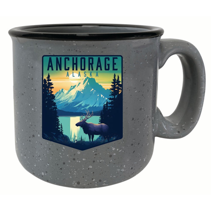 Anchorage Alaska Moose and Mountains Design Souvenir 16 oz Ceramic camping mug Image 4