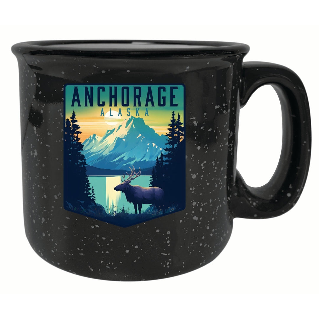 Anchorage Alaska Moose and Mountains Design Souvenir 16 oz Ceramic camping mug Image 6