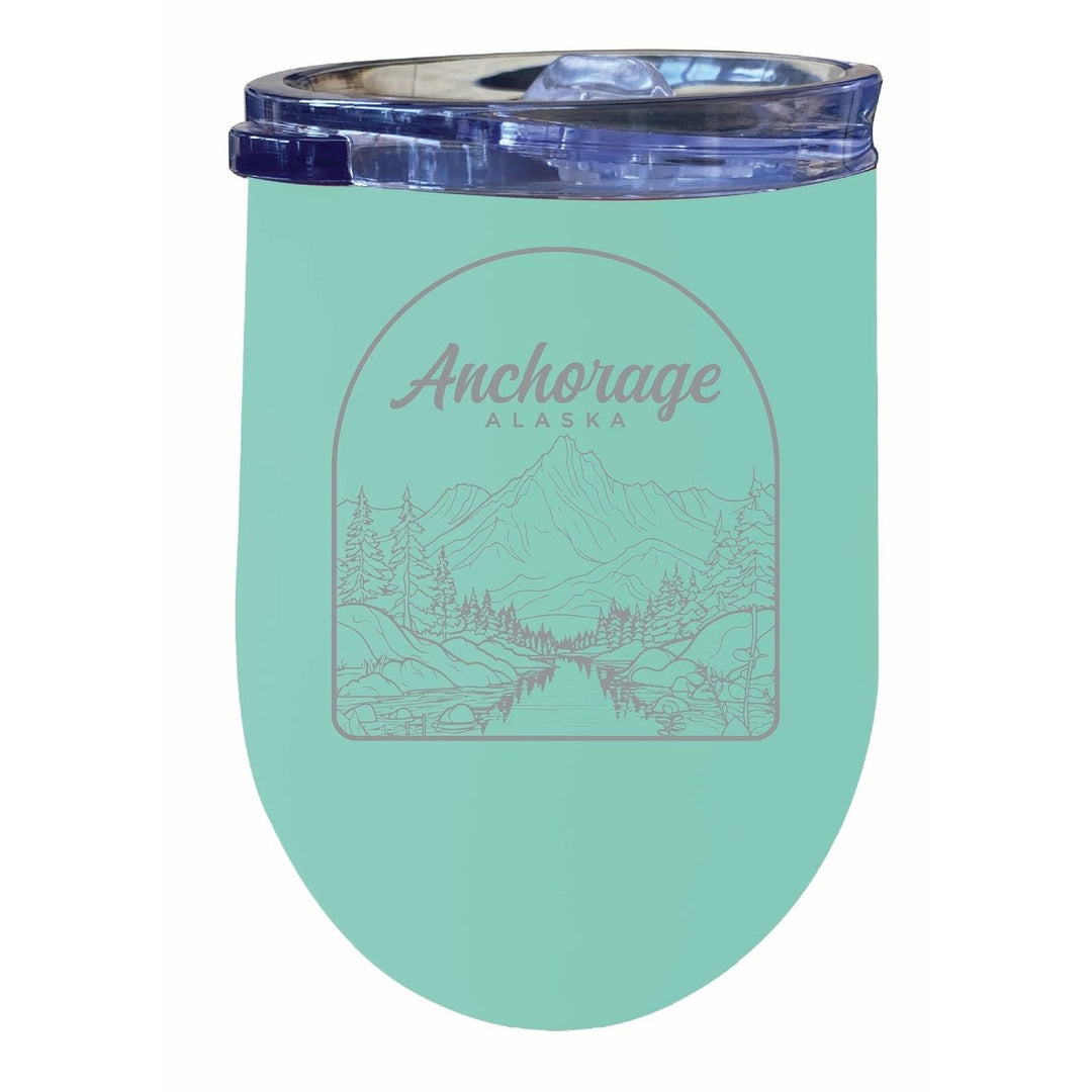 Anchorage Alaska Souvenir 12 oz Engraved Insulated Wine Stainless Steel Tumbler Image 2