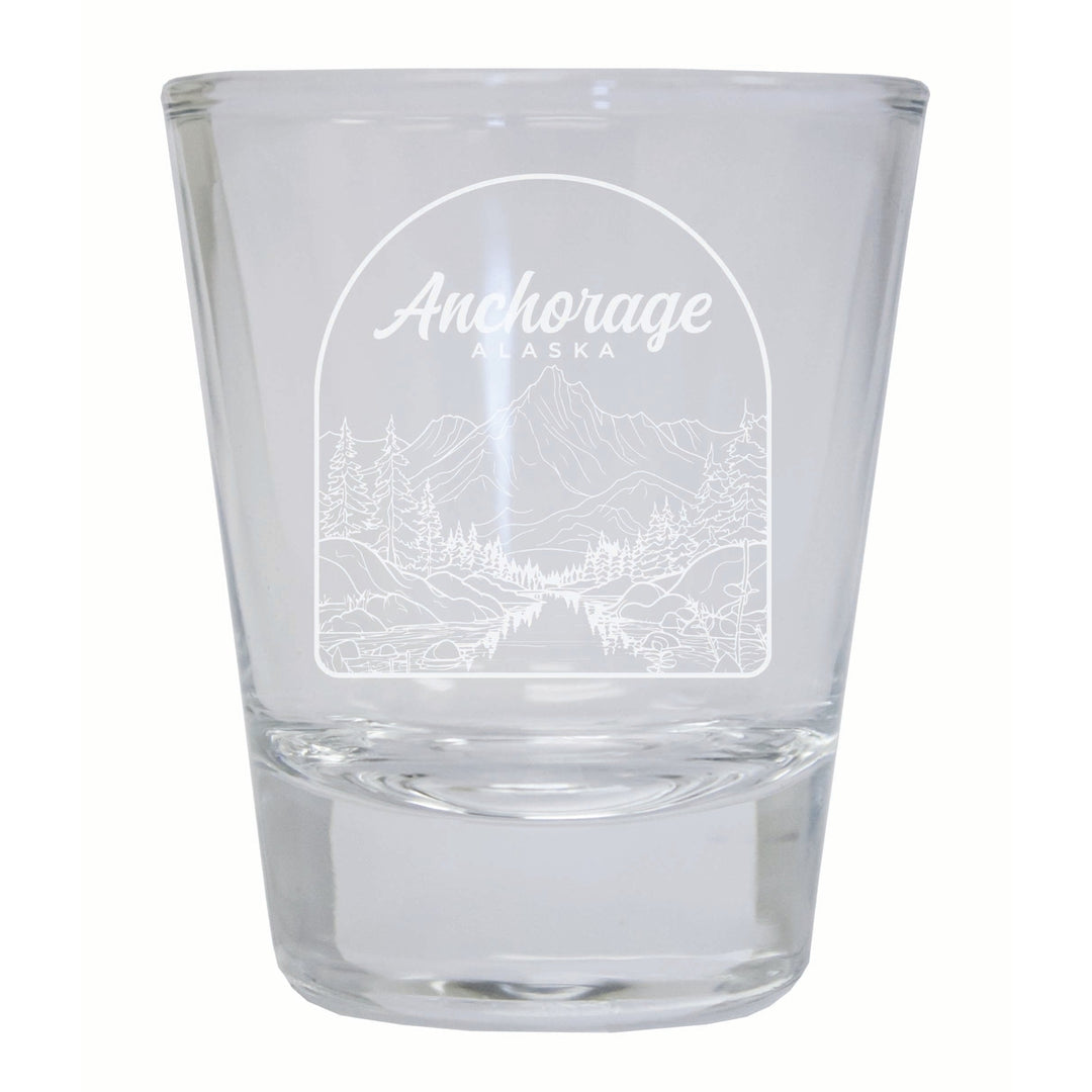 Anchorage Alaska Souvenir 2 Ounce Engraved Shot Glass Round Image 1