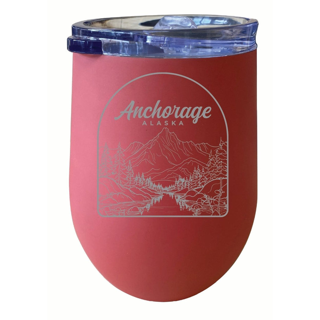 Anchorage Alaska Souvenir 12 oz Engraved Insulated Wine Stainless Steel Tumbler Image 4